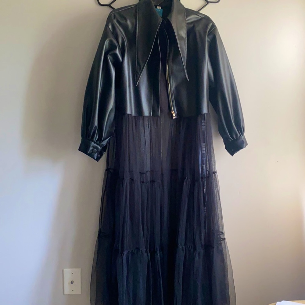 Half leather half sheer dress brand new